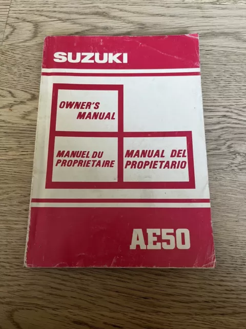 Official Suzuki AE50 Owners Handbook Manual Printed 1990 in Japan