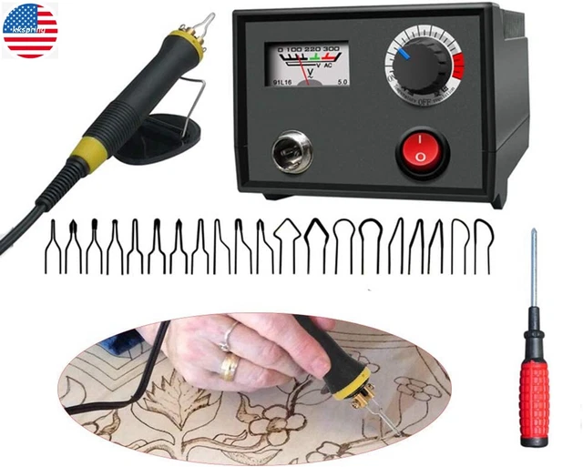 Kit de pirografía de madera, 110V 30W máquina de pirografía puntero exhibición artesanías conjunto
