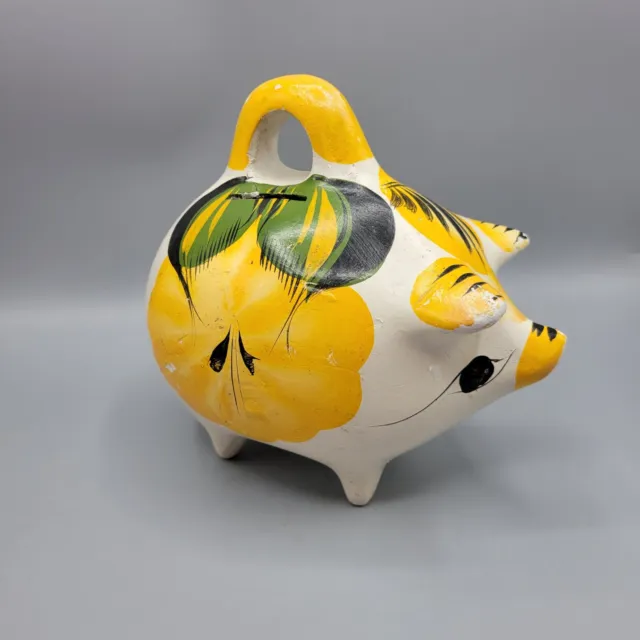 Vintage Clay Hand Painted Mexican Piggy Bank 🐖