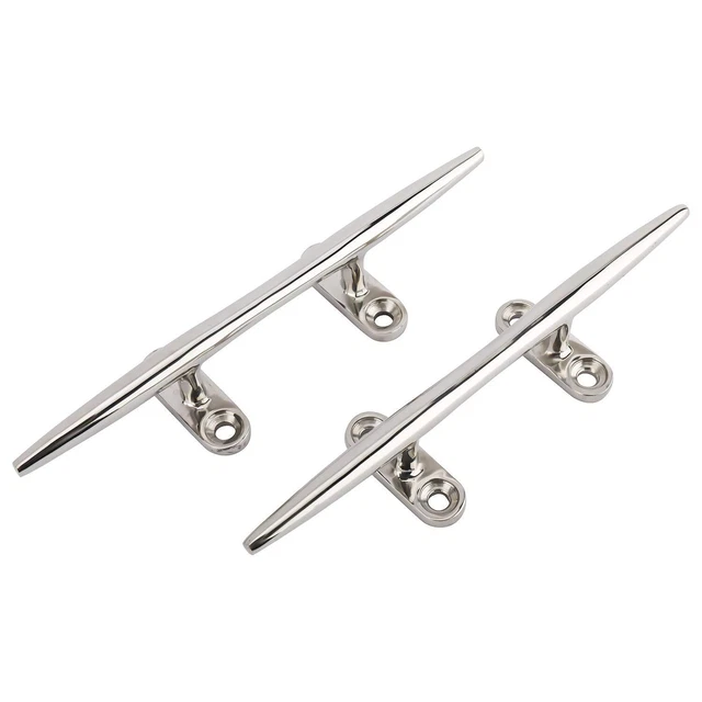 DasMarine 2 Pack Open Base Cleat,Casted 316 Stainless Steel Cleat,8 inch Leng...