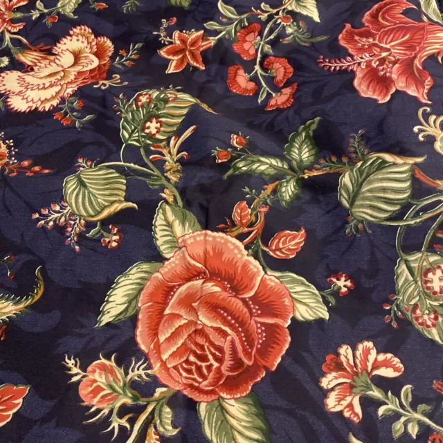 (2) Waverly~navy Blue Crimson GREEN FLORAL~Pillow Shams~STANDARD