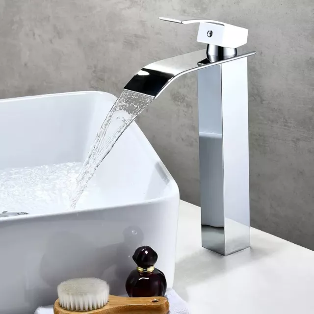 Countertop Basin Tap Bathroom Sink Mixer Tap with Lever Single Handle Chrome