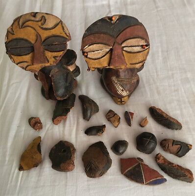 Pre Columbian (poss) Art Pottery God Figures Lot With Remnants Archeological 2