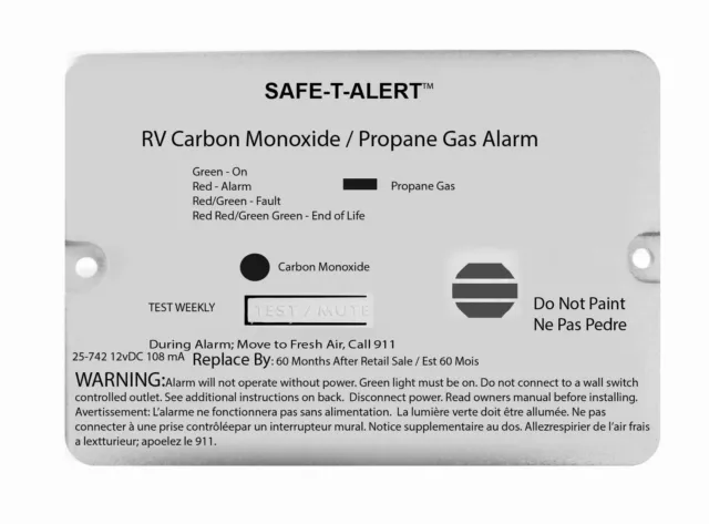 MTI Industry 25-742-WT Safe-T-Alert Carbon Monoxide Propane Leak Detector Camper