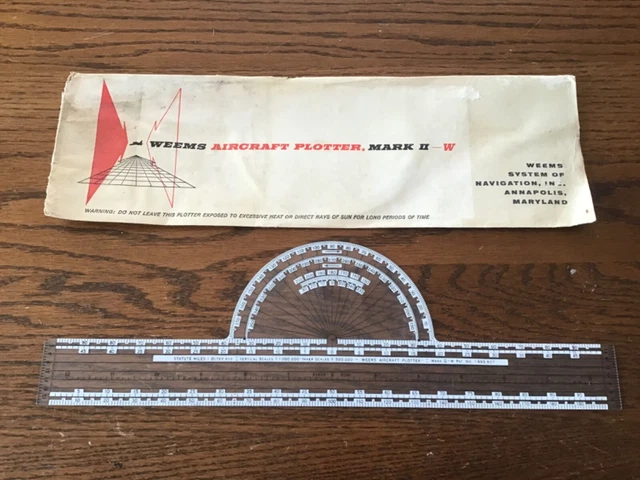Antique Protractor Ruler VINTAGE-ANNAPOLIS MARYLAND-WEEMS AIRCRAFT Plotter Mark II-Protractor ...
