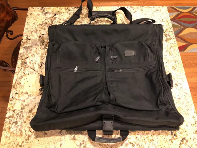 Tumi Black Ballistic Nylon Garment Bag Travel Luggage With Strap Luggage Tag