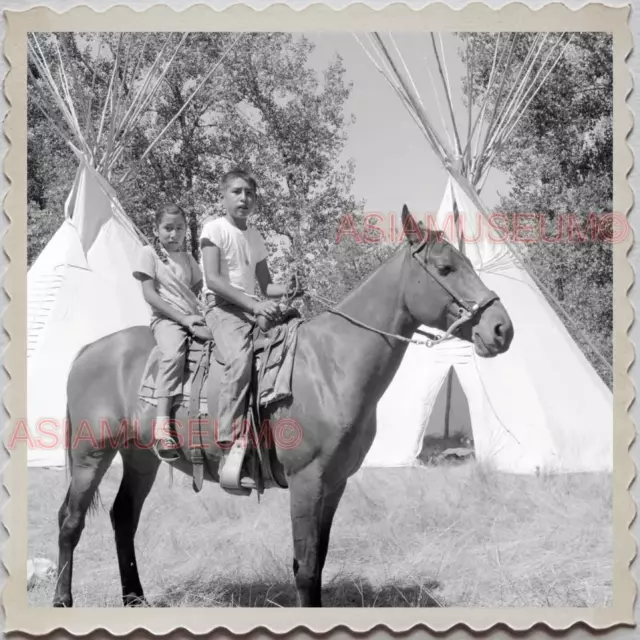 50s CROW TRIBE BIG HORN COUNTY MONTANA AGENCY COWBOY HORSE OLD USA Photo 10769