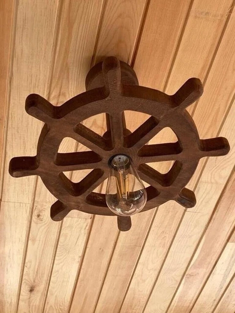 Candelabro de rueda de barco de madera náutica con artículo de regalo...