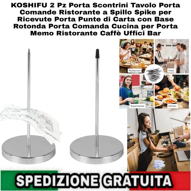 2 Porta Scontrini In Acciaio Inox - Base Rotonda, Spilli Per Ricevute, Per Ufficio, Bar, Ristoranti - Foto 10