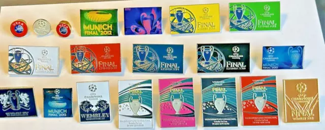 European Set of 20 Different UEFA/Champions League Final Pin Badges