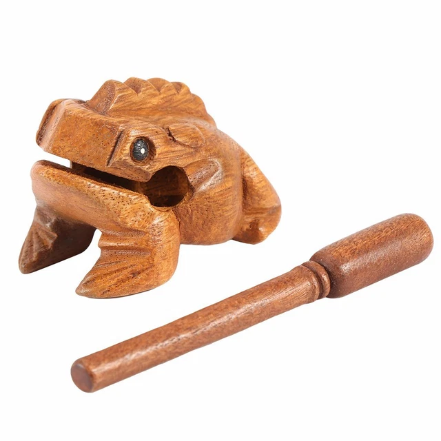 Wooden frog Musical Percussion Instrument Handcraft Wood Toy frog Croaking Fun