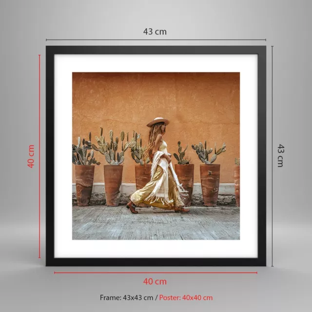 Affiche Poster 40x40cm Tableaux Image Photo Bohème Femme Cactus Wall Art 3