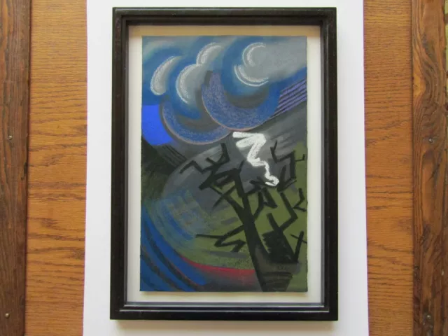 Striking Modernist Pastel Painting, Canyon Road, Signed, Santa Fe Gallery Piece
