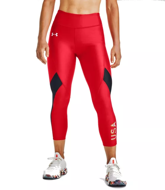 Under Armour Women's HeatGear Armour Americana Hi-Rise Leggings XS Red 1355604