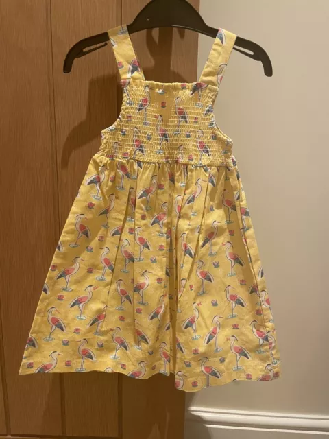 Jojo Maman Bebe Baby Girl Yellow Bird Print Sundress Size 2-3 Years BNWT
