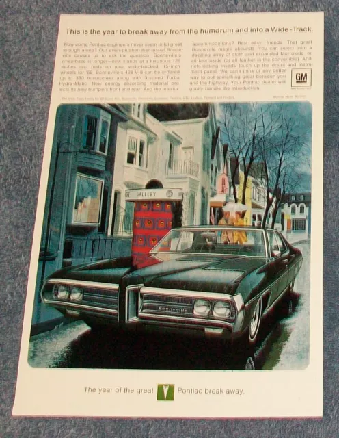 1969 Pontiac Bonneville Vintage Ad "This is the Year to Break Away..."