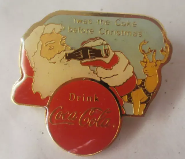 Coca-Cola Santa Twas the Coke before Christmas Lapel Pin 1956 Haddon Sundblom Ad