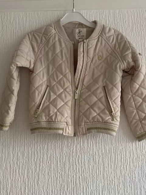 Giacca Bomber Trapuntata Oro Crema Ragazze 4-5 Anni River Island Estate Festa Di Natale