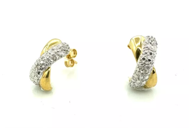 MAGNIFIQUE BOUCLES D'OREILLES OR 18 CARATS - Diamants 0,04 carat - 1,85 g