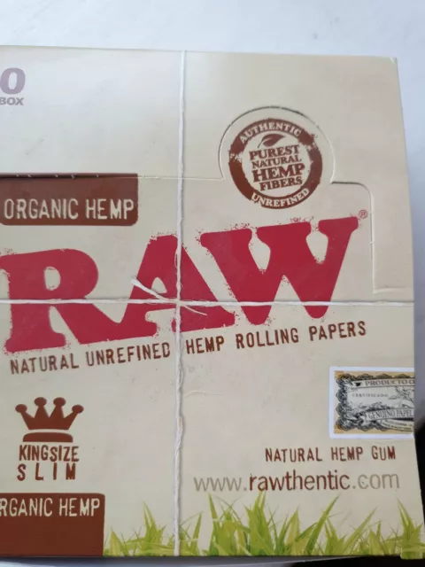 Raw organic kingsize slim rolling papers (full box) wholesale