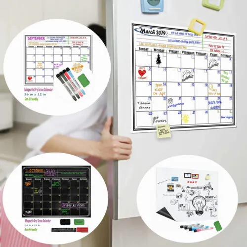 Refrigerator Magnetic Dry Erase Whiteboard Calendar Monthly Daily Planner Board