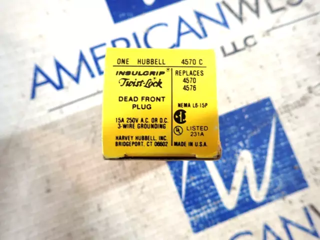 New Hubbell 4570 C Twist Lock Plug 15A 250V NEMA L6-15P