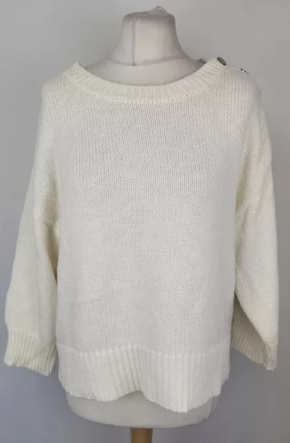 Somerset by Alice Temperley Chunky Tweed Knit Jumper, Cream, Size L, BNWT.  BG10