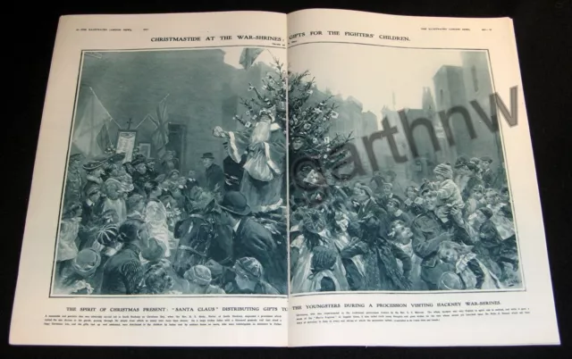 Santa Claus 1917 Artwork World War I Hackney Visit + Somme Trench War Centerfold