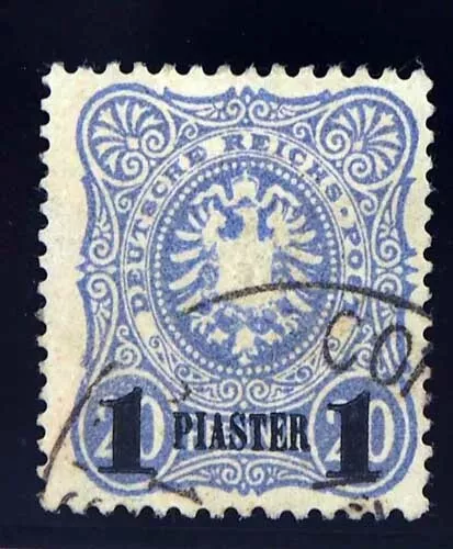 1872 DP Türkei; 1 Pi dr. blauschwarz, gest. Pracht. Gepr. Bothe/BPP, MiNr. 3b