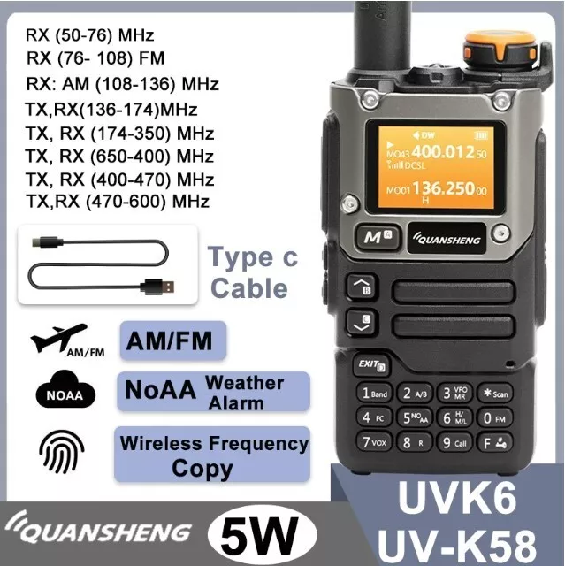 Walkie Talkie Quansheng UV-K6/ UV-K5(8) Radio bidirezionale 50-600MHz FULLBAND