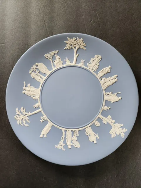 Wedgwood Blue Jasperware 9.5 Inch Plate Made in England Neoclassical