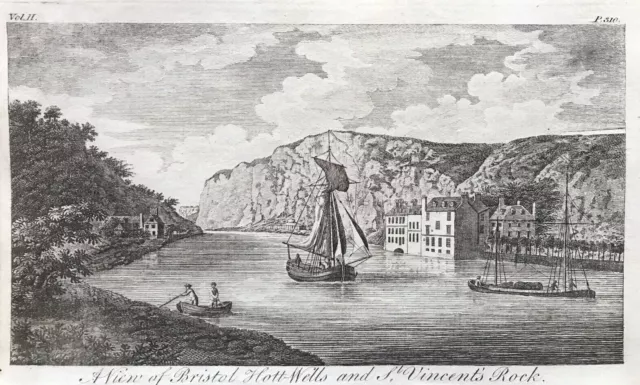 1776 Antique Print; St Vincent's Rocks & Hot Wells, Clifton, Bristol by Goadby