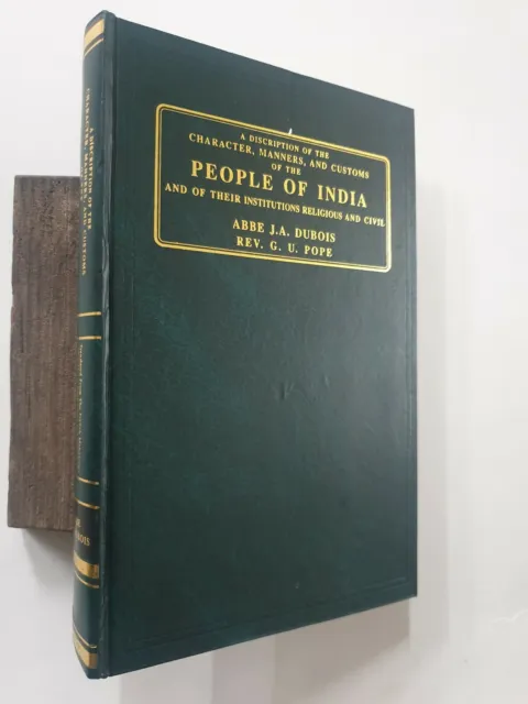 Dubois: Descripción Personaje Modales Customs De India. Reimpresión 1879 Edición