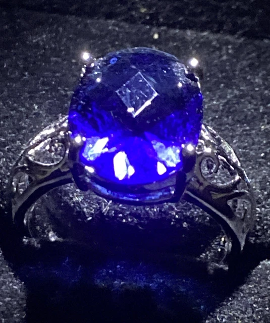 Large Statement Blingy Created Blue Sapphire  Ring. Size R
