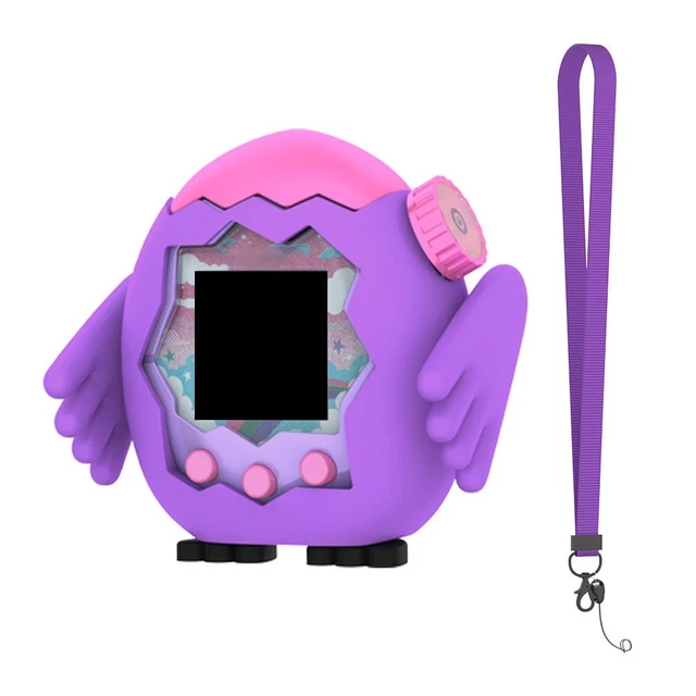 DAZZLEEX Housse Silicone Anti-Chute Pour TAMAGOTCHI Paradise – Avec Cordon – Rose/Bleu/Violet – 8x8x4 Cm