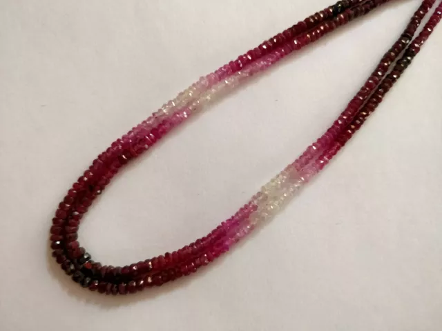 Shaded Ruby Rondelle beads Natural Gemstones 3 - 4 mm faceted loose beads Strand