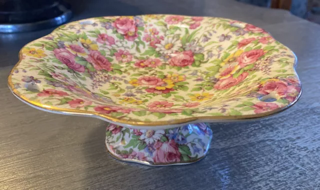 Vintage Grimwades Royal Winton Chintz Summertime Footed Compote