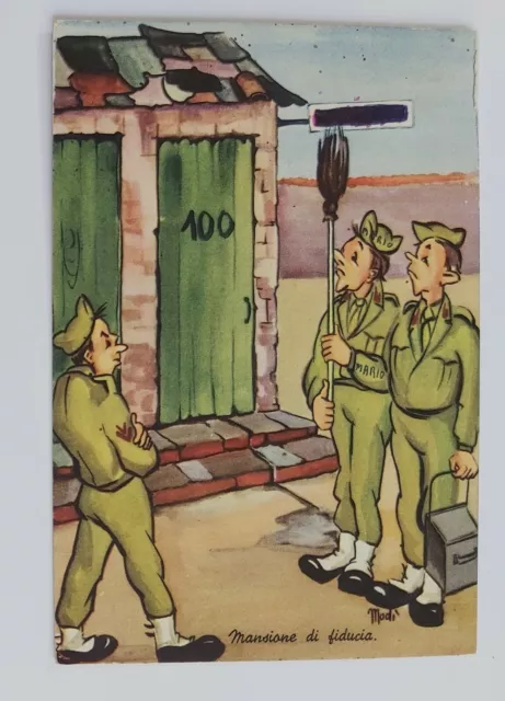 89809 Cartolina illustrata umoristica - Militari - Mansione di fiducia - VG 1963