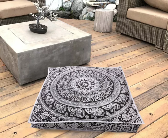 Grande Quadrato Mandala Meditazione Pavimento Cuscini Cover Arazzo Indiana Pouf