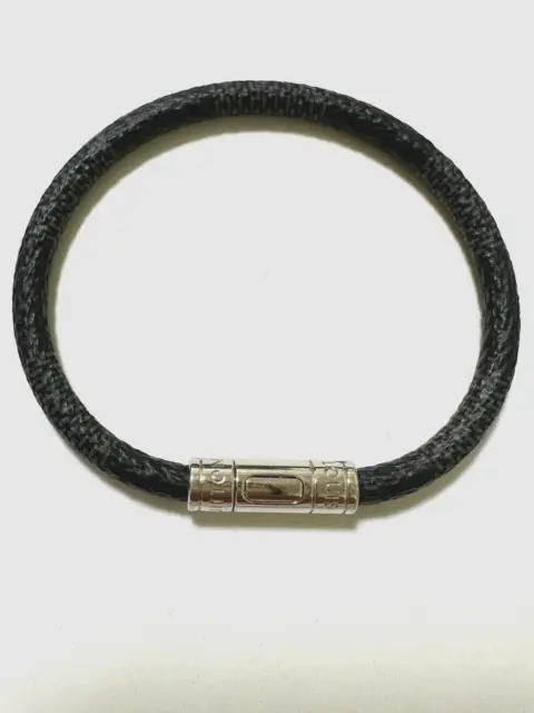 LOUIS VUITTON Sign It Bracelet Damier Graphite Leather Black SV M6616E  67RH394