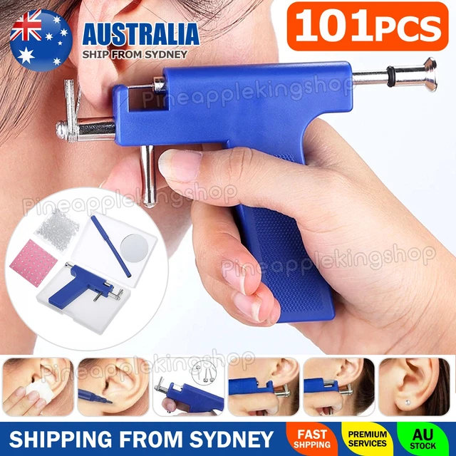 PRO STEEL EAR Nose Navel Body Piercing Gun Kit Tool Set with Pack Of 98 ...