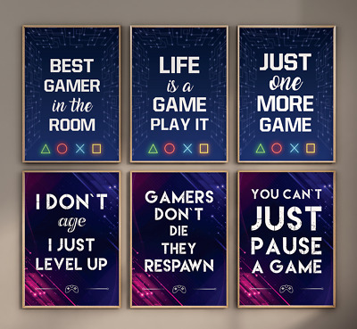 Gamer Quote Posters Video Game Wall Art Teen Bedroom Gaming Playstation Xbox