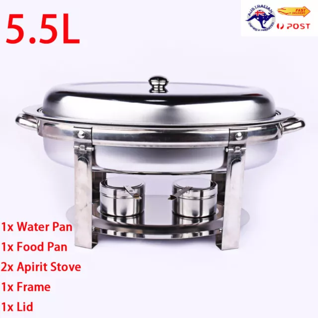 5.5L Oval Shape Chafing Dish Set Bain Marie Buffet Servers Food Warmer w Lids