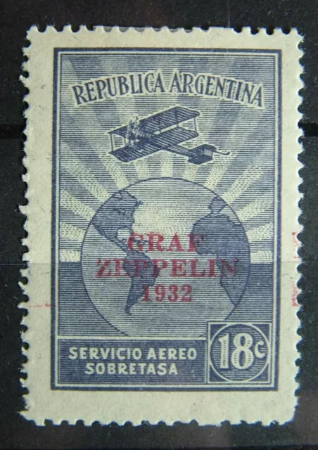 Argentina 1932 Zeppelin 18 Cent MNH Overprinted