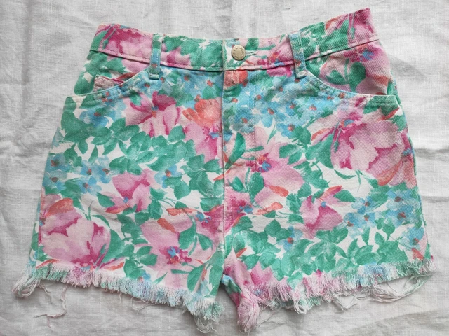 Vintage 80's Size 0-2? Floral denim cut off shorts calvin tommy levi's wrangler