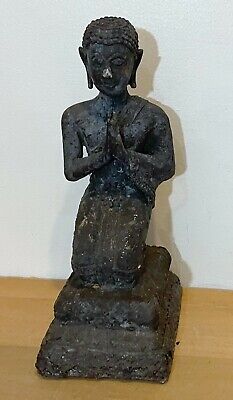Beautiful Old Thailand Buddhist Bronze Statue Of A Kneeling Monk In Prayer