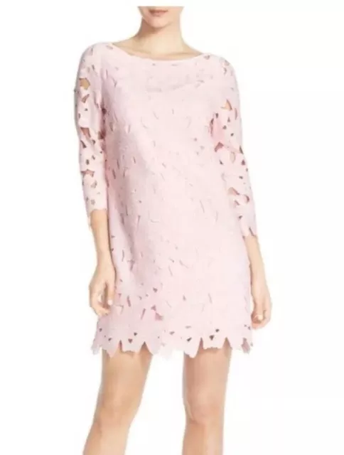 FELICITY & COCO Belza Floral Lace Shift Dress Soft Pink Size XL