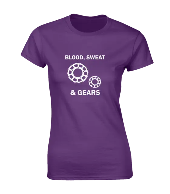 Blood Sweat And Gears T Shirt Donna Regalo Per Ciclismo Top Bici Nuova