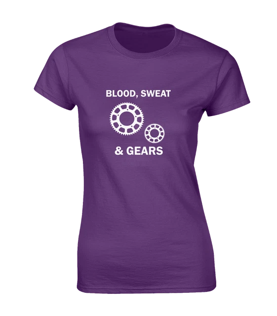 Blood Sweat And Gears T Shirt Donna Regalo Per Ciclismo Top Bici Nuova