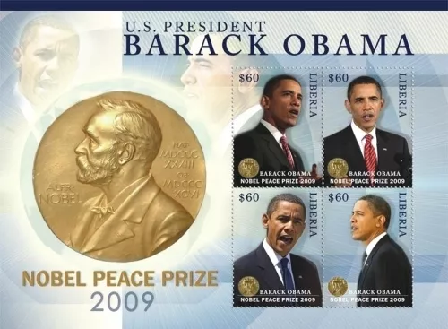 Liberia  Pres. Barack Obama Nobel peace prize sheetlet, MNH SC# 2637